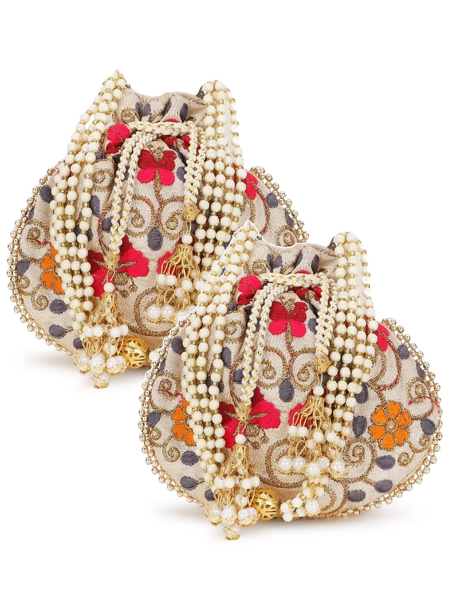 Anekaant - Cream Silk Potli - Handbags | Buy online on ZillyBuy