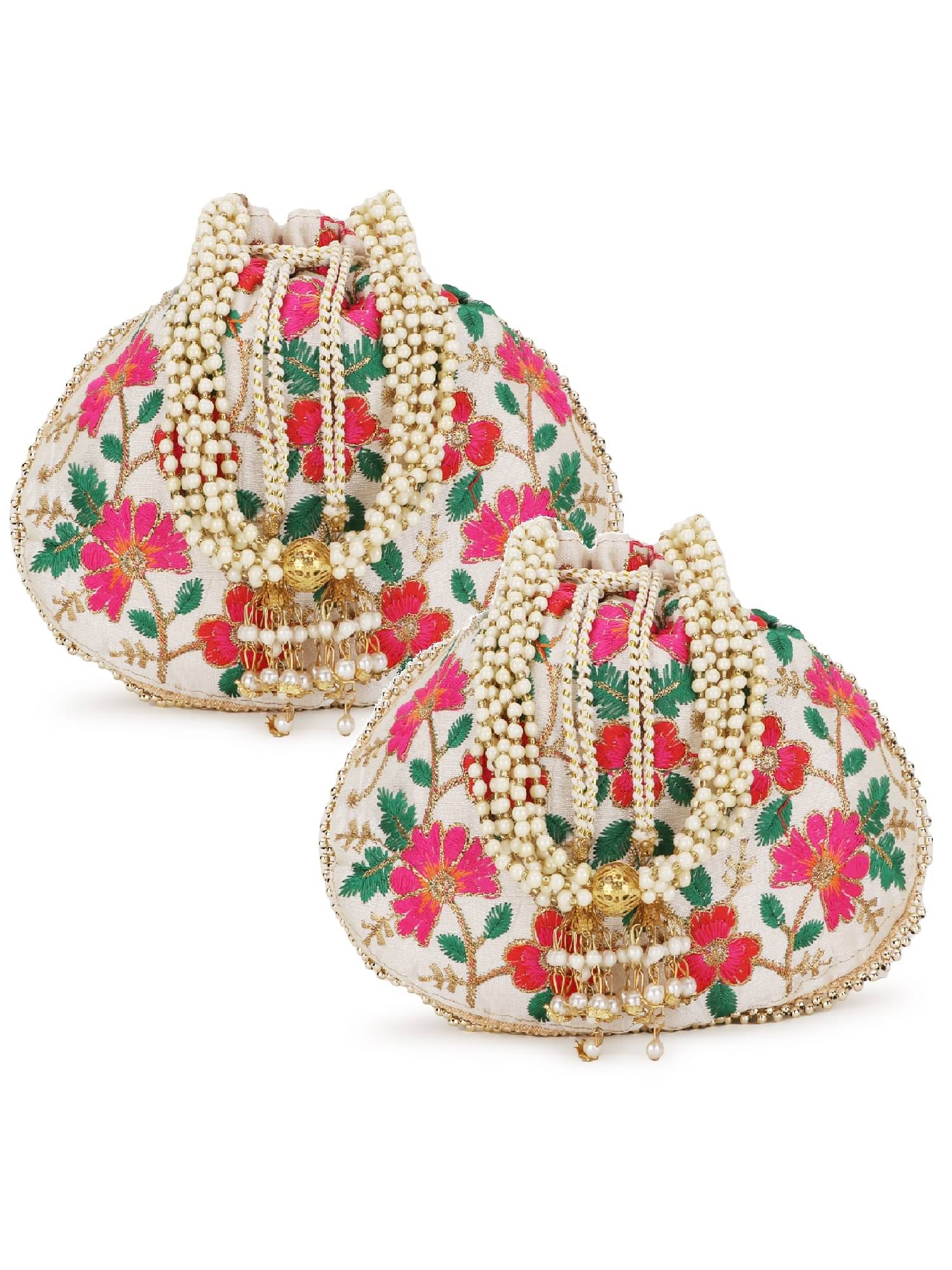     			Anekaant - Cream Silk Potli