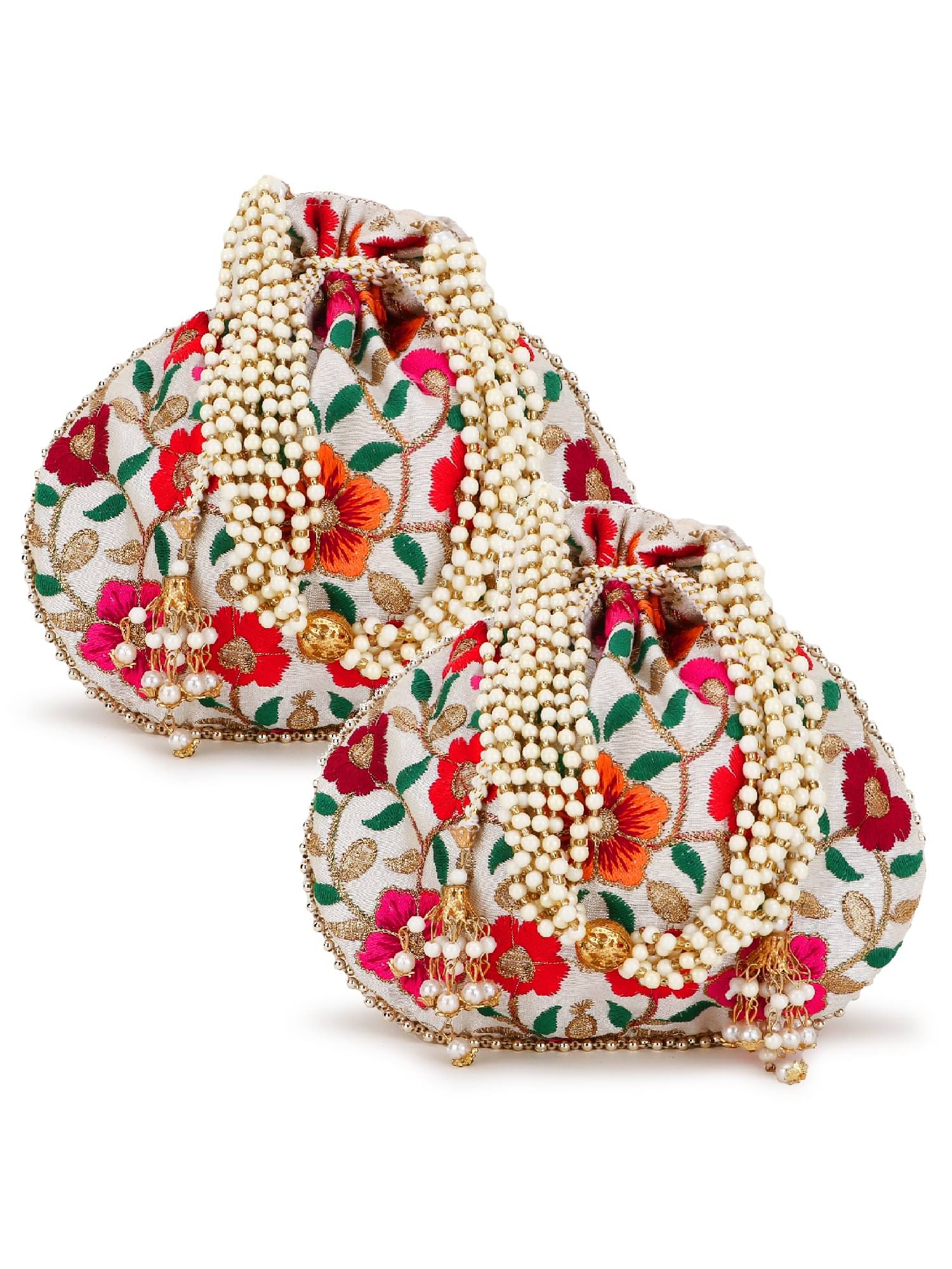     			Anekaant - Cream Silk Potli