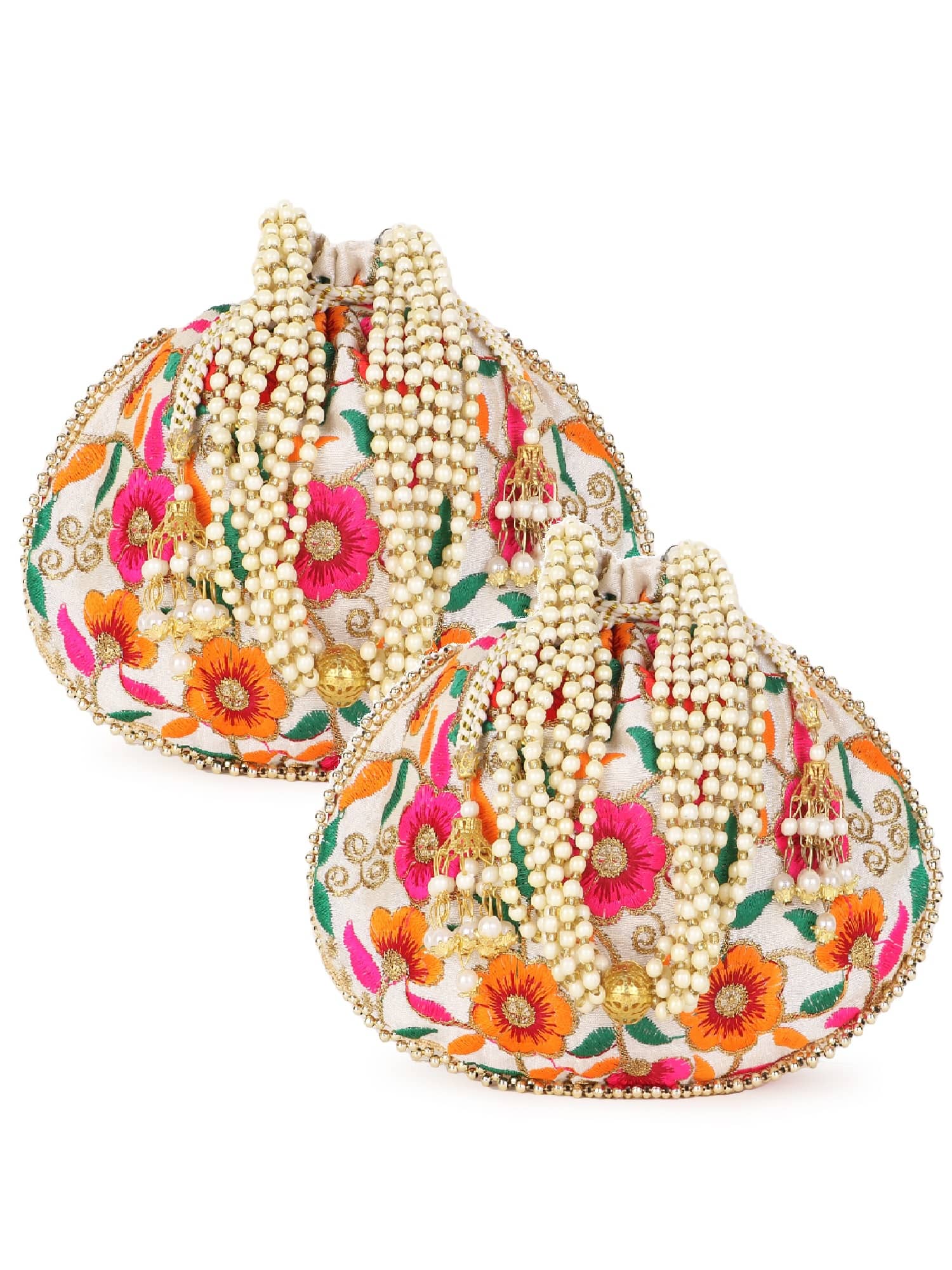 Anekaant - Cream Silk Potli - Handbags | Buy online on ZillyBuy
