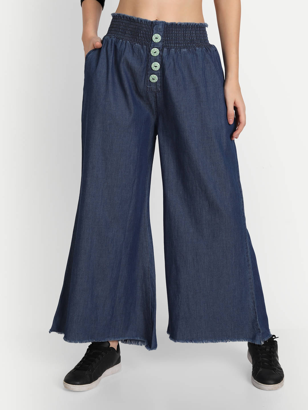     			AngelFab - Blue Denim Flared Women's Palazzos ( Pack of 1 )