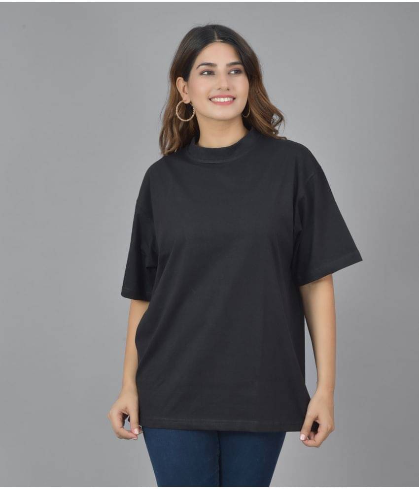 DRIP STREET Women Cotton Printed Oversized Fit Round Neck T-Shirt ( Black ) DRIP STREET Women Cotton Printed Oversized Fit Round Neck T-Shirt ( Black )