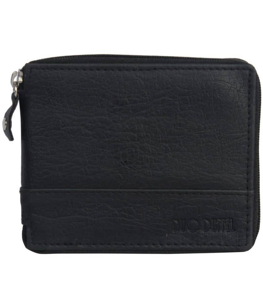 DUO DUFFEL - Black Faux Leather Men's Zip Around Wallet ( Pack of 1 ) - Handbags | Buy online on ZillyBuy