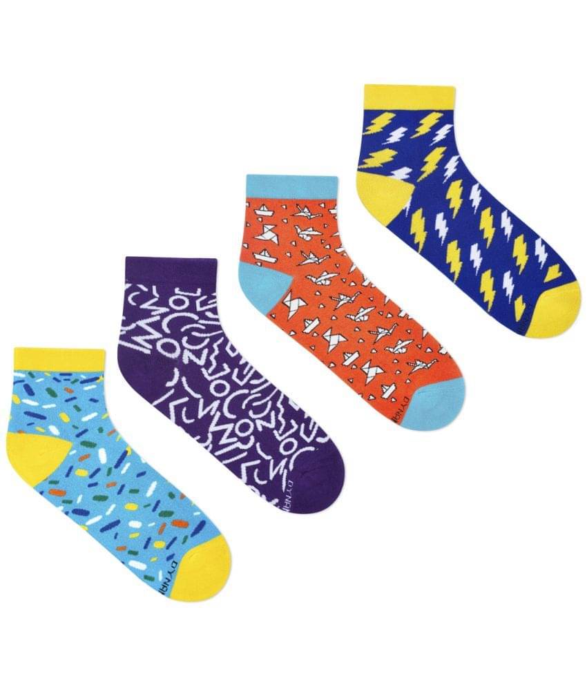 Dynamocks - Cotton Men's Self Design Multicolor Ankle Length Socks ( Pack of 4 ) Dynamocks - Cotton Men's Self Design Multicolor Ankle Length Socks ( Pack of 4 )