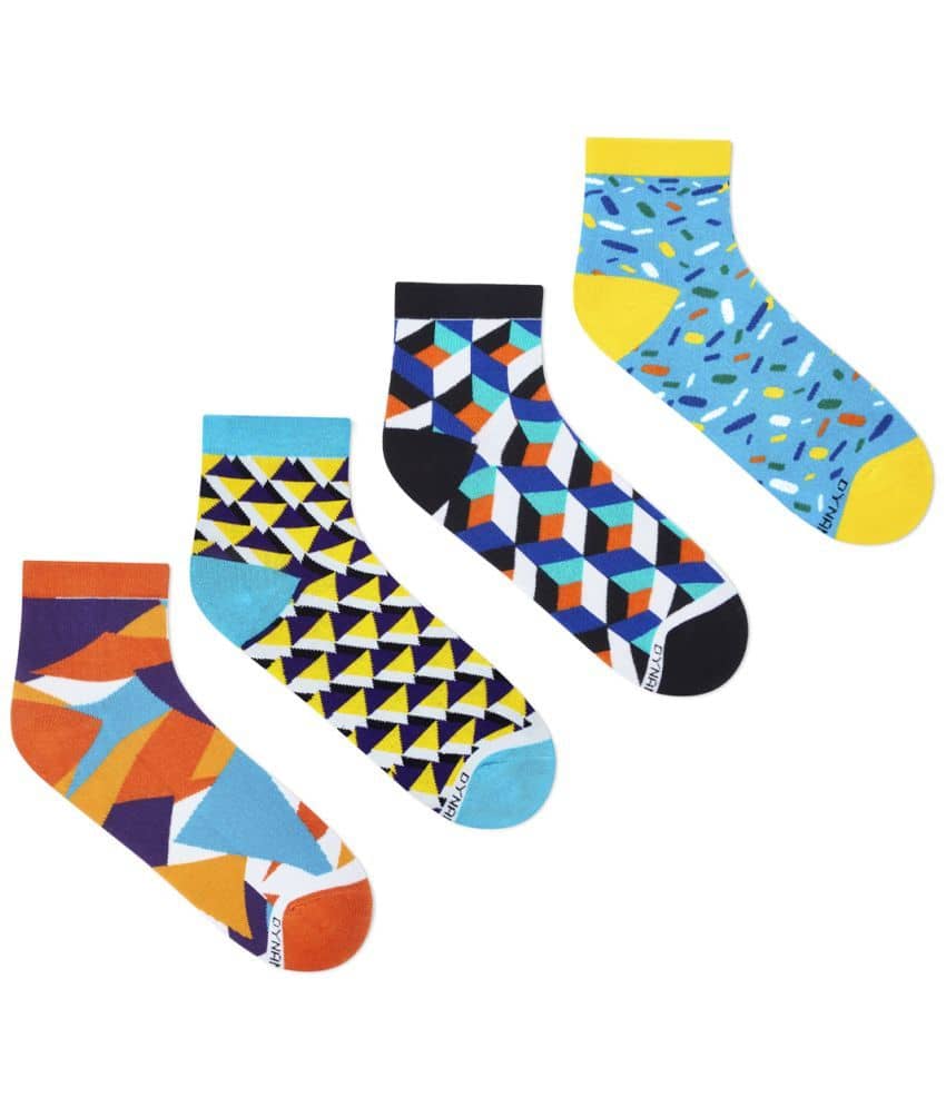 Dynamocks - Cotton Men's Self Design Multicolor Ankle Length Socks ( Pack of 4 ) - Socks | Buy online on ZillyBuy