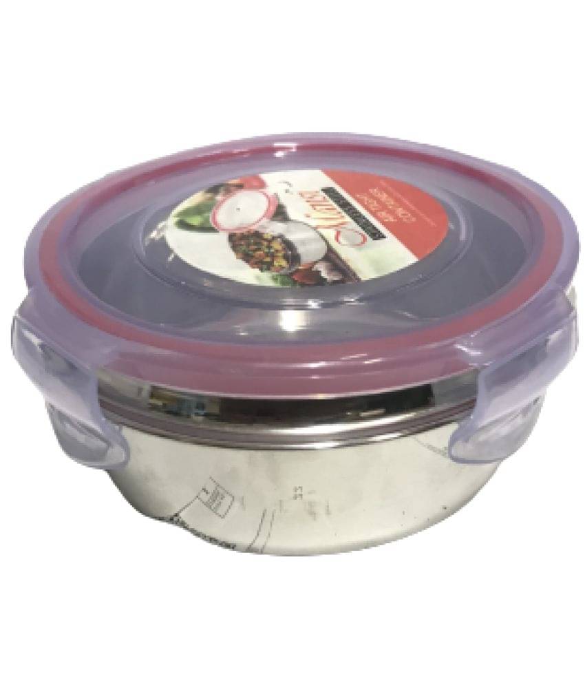 Dynore - Click lock Tiffin Silver Stainless Steel Lunch Box ( Pack of 1 ) 300 ml Dynore - Click lock Tiffin Silver Stainless Steel Lunch Box ( Pack of 1 ) 300 ml