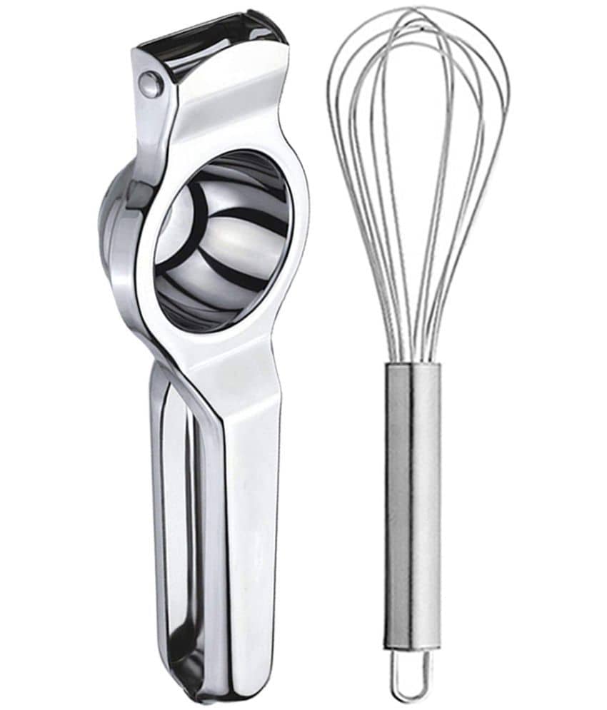 JISUN - Silver Stainless Steel Lemon Squeezer & Egg Whisk ( Set of 2 )