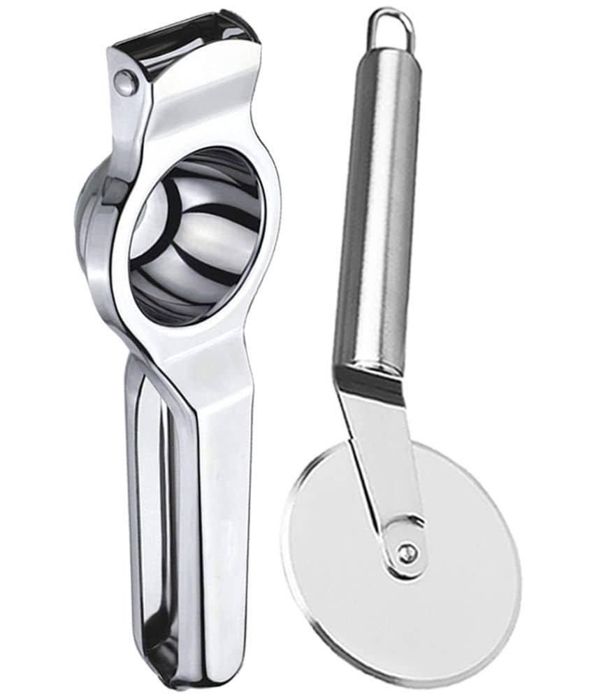 JISUN - Silver Stainless Steel Pizza Cutter & Lemon Squeezer ( Set of 2 )