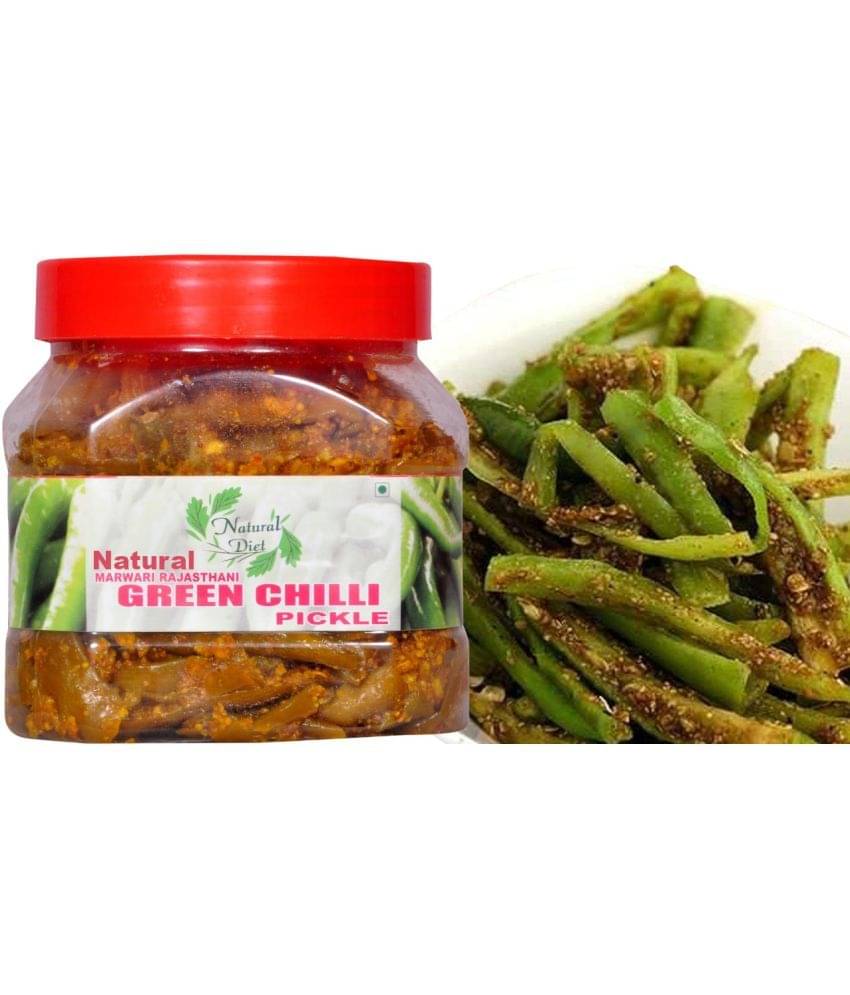 Natural Diet Natural Marwari Rajasthani Green Chilli Pickle( Real Taste of Rajasthani Pickle) | Mouth-Watering Pickle 500 g     			Natural Diet Natural Marwari Rajasthani Green Chilli Pickle( Real Taste of Rajasthani Pickle) | Mouth-Watering Pickle 500 g