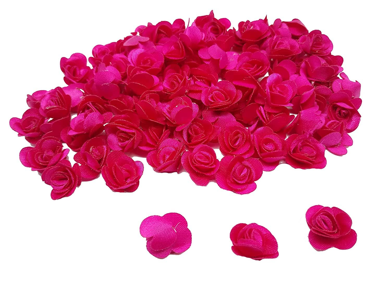 PRANSUNITA Mini Stem Less Satan Rose Flower Heads ( Size – 1.5 cm ), Handmade Artificial Roses for Dresses Weddings, Valentine, Radha Krishna & Baby Shower Decoration Crafts - 90 pcs – Color- Magenta ( Dark Pink ) - Stationery | Buy online on ZillyBuy