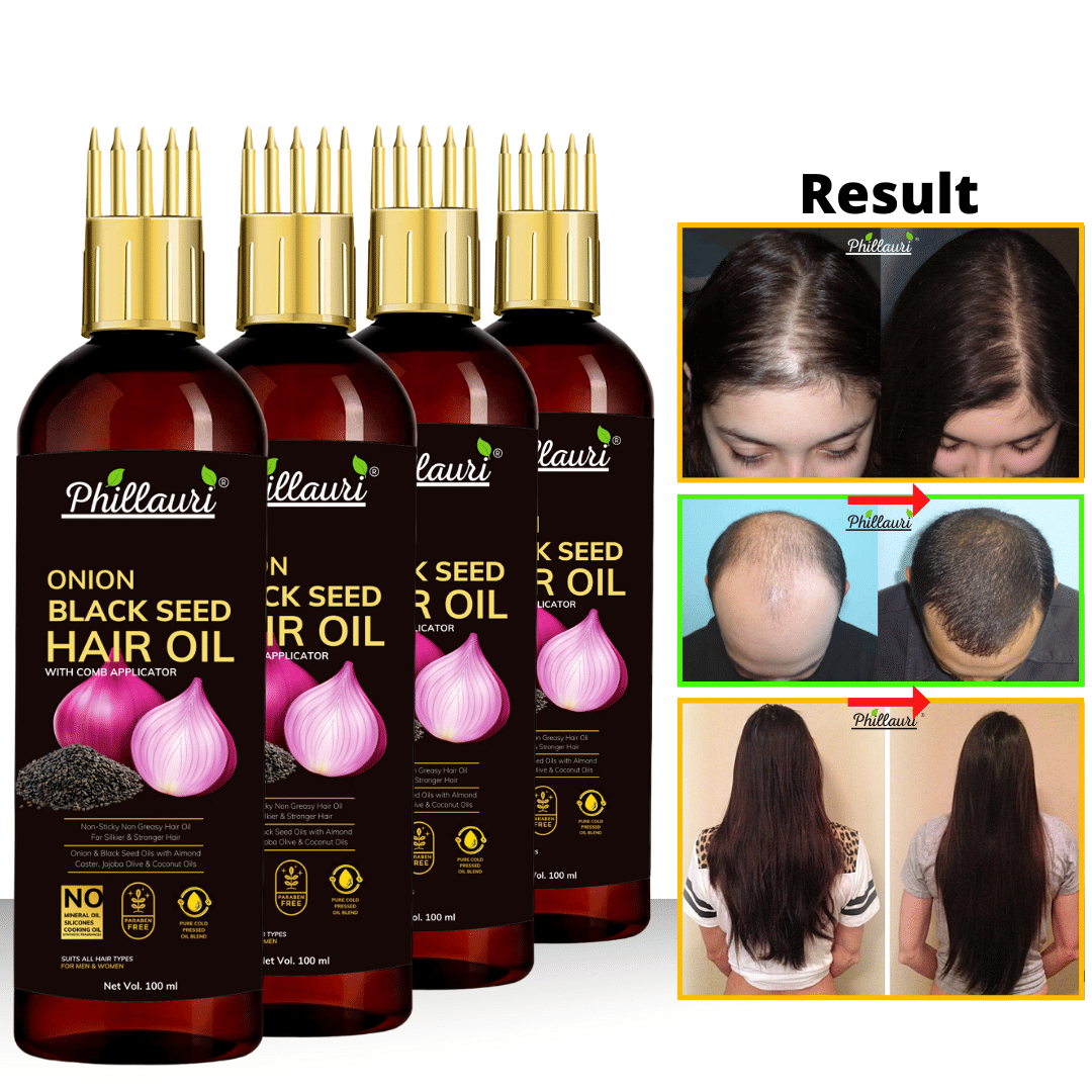 Phillauri Black seed Onion Oil for Hair Regrowth Hair Oil for Men and Women Hair Oil (100 ml) Pack of 2