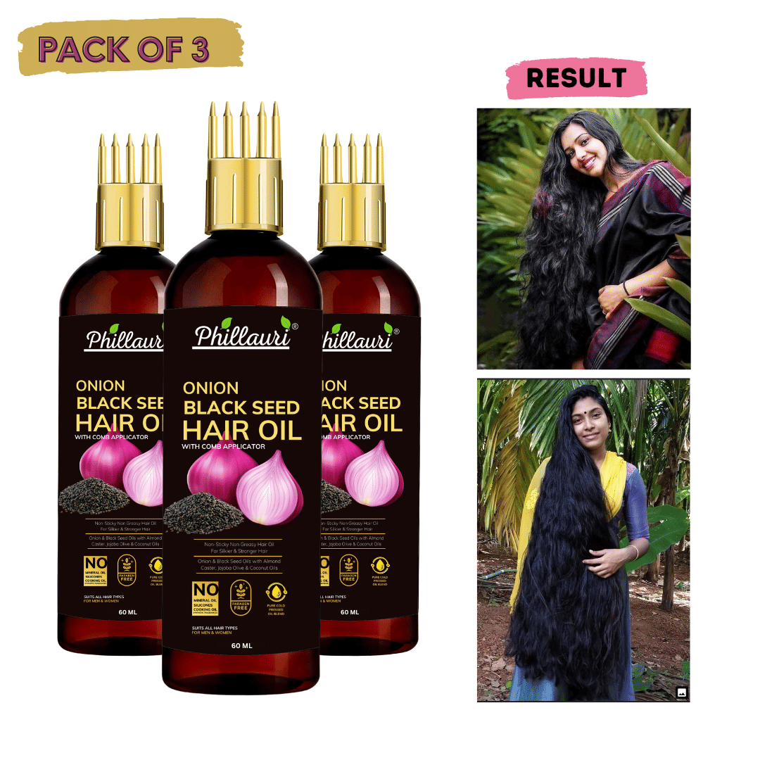 Phillauri Black seed Onion Oil for Hair Regrowth Hair Oil for Men and Women Hair Oil (100 ml) Pack of 2