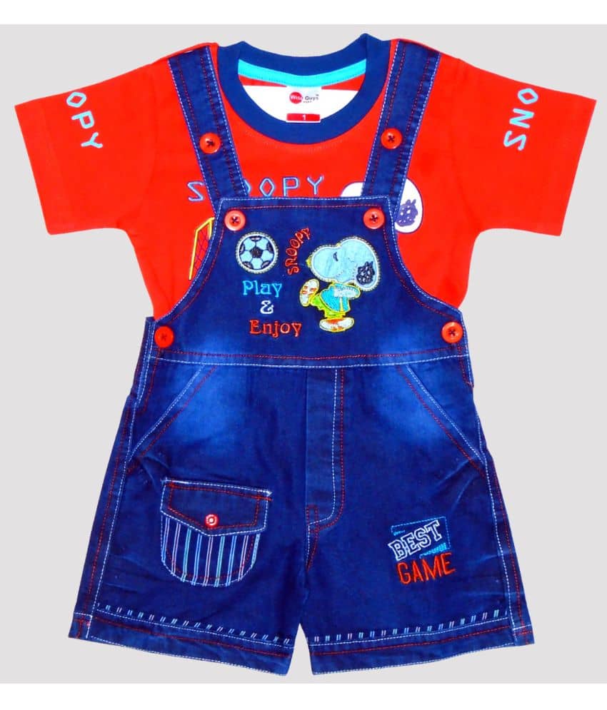 Wise Guys Pack of 1 Baby Boys Denim Dungaree Sets ( Red )