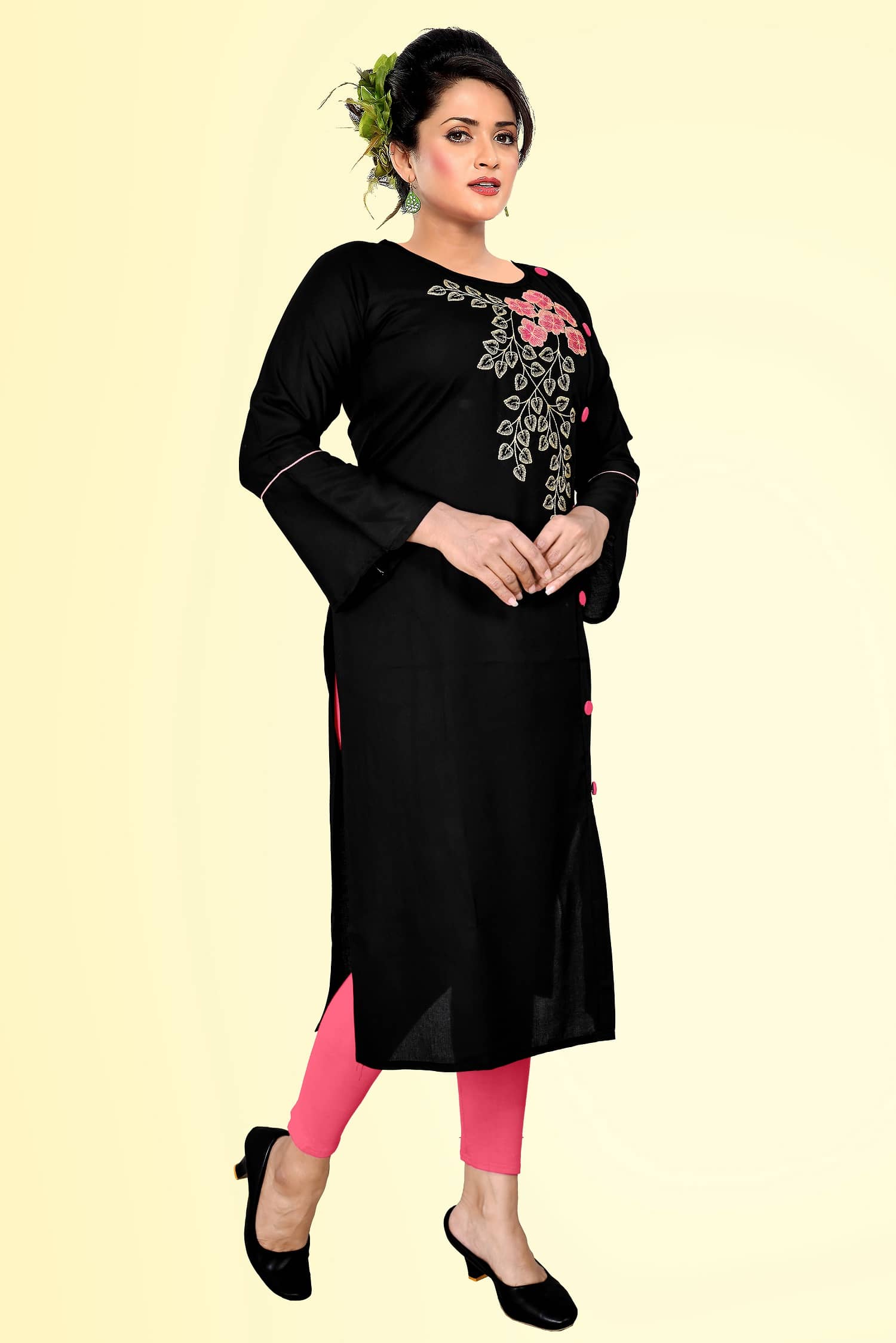 haya fashion - Black Rayon Women's Straight Kurti ( Pack of 1 ) - Kurtis, Tunics | Buy online on ZillyBuy
