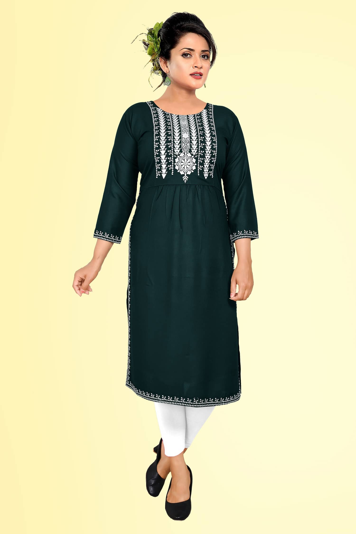 haya fashion - Green Rayon Women's Straight Kurti ( Pack of 1 ) - Kurtis, Tunics | Buy online on ZillyBuy