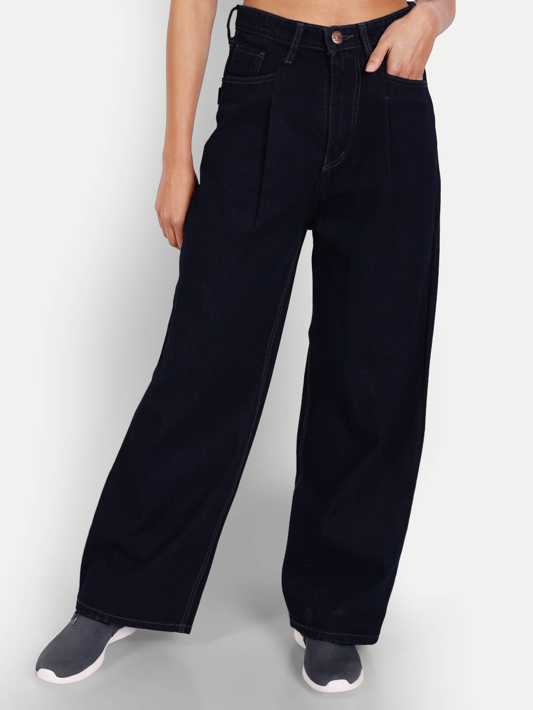     			AngelFab - Navy Blue Denim Flared Women's Jeans ( Pack of 1 )