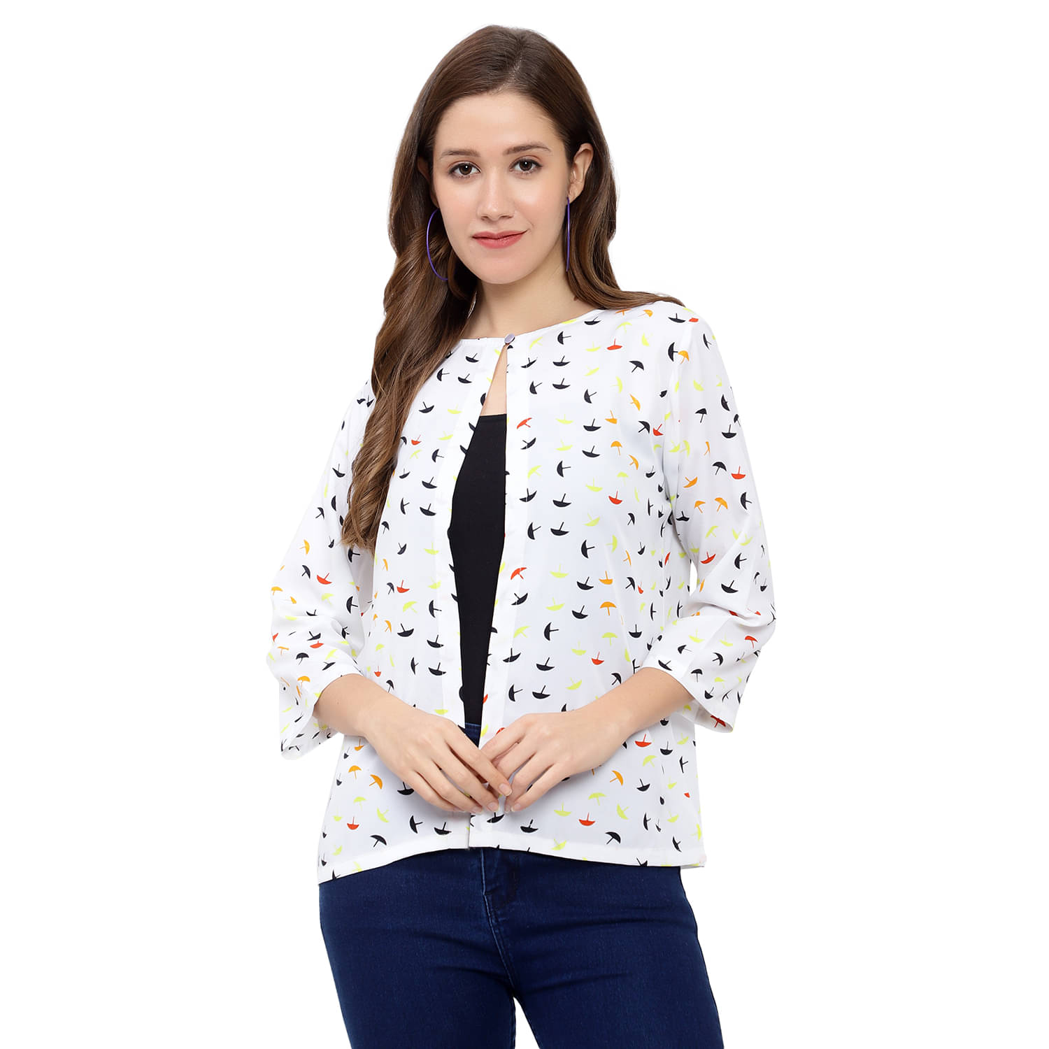     			GALWIZ Crepe Shrugs - White Single