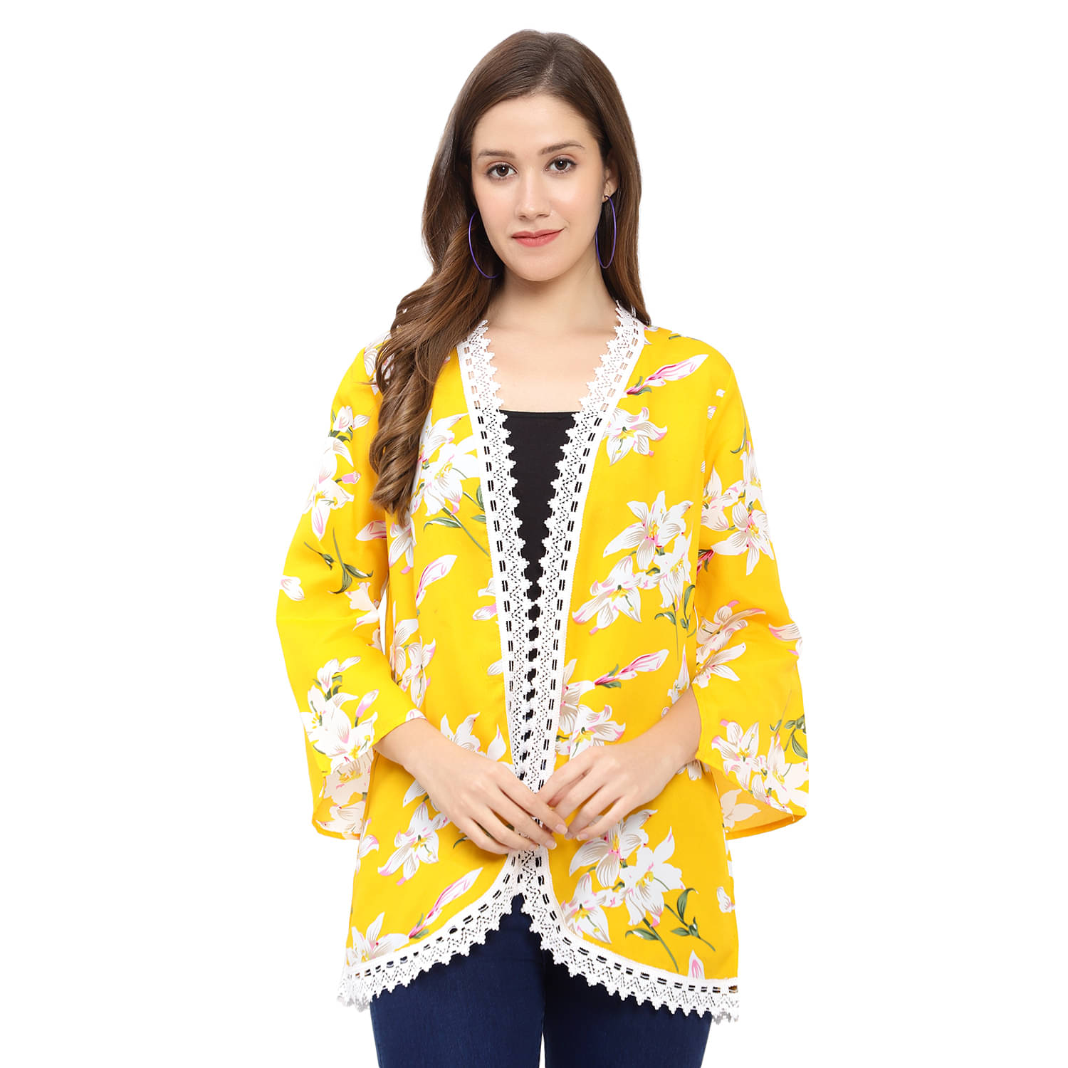     			GALWIZ Crepe Shrugs - Yellow Single