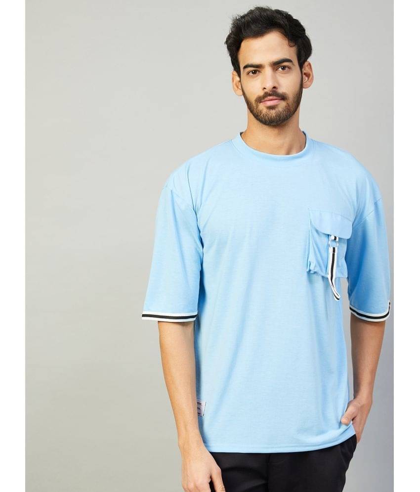 Gritstones Pack of 1 Cotton Blend Oversized Fit Men's T-Shirt ( Blue ) Gritstones Pack of 1 Cotton Blend Oversized Fit Men's T-Shirt ( Blue )