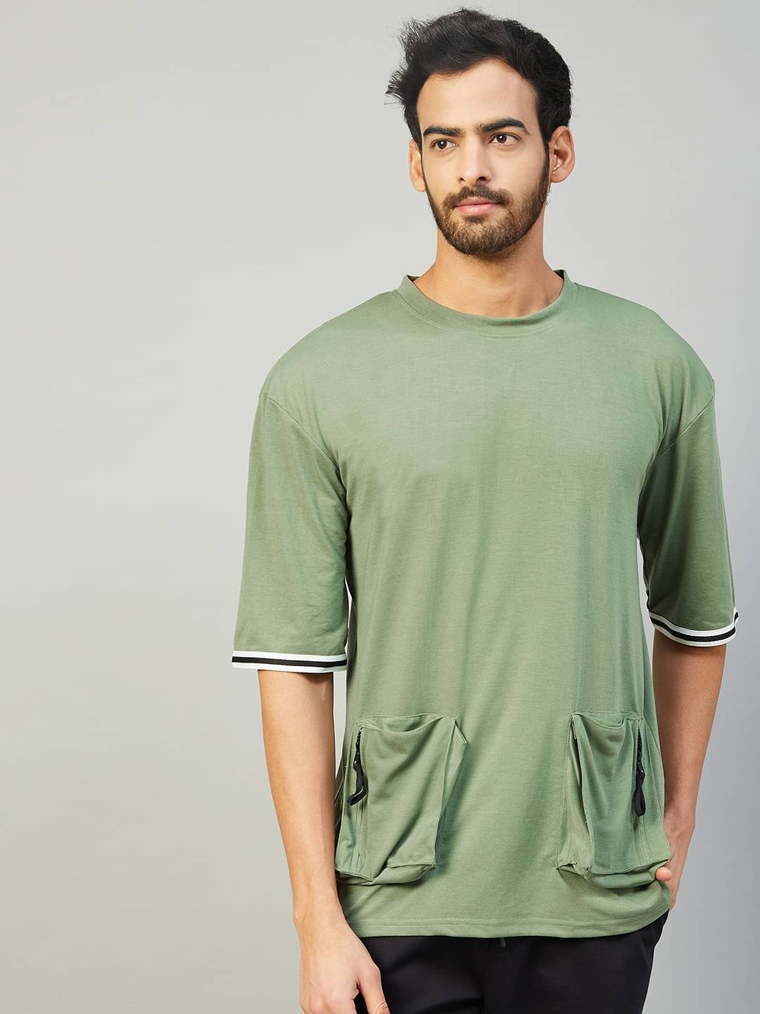 Gritstones Pack of 1 Cotton Blend Oversized Fit Men's T-Shirt ( Light Green ) Gritstones Pack of 1 Cotton Blend Oversized Fit Men's T-Shirt ( Light Green )