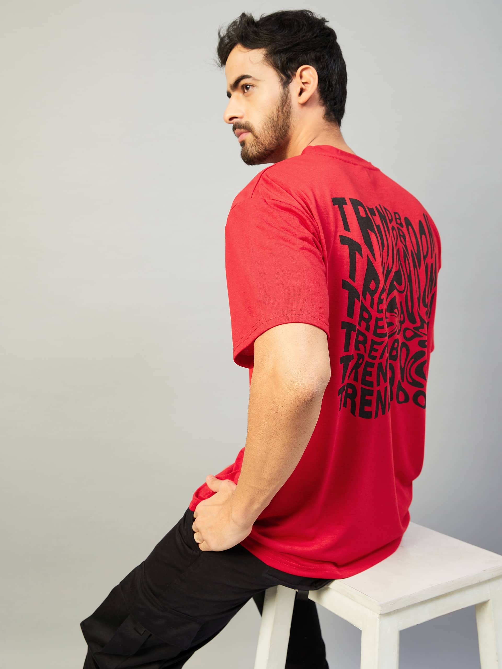Gritstones Pack of 1 Cotton Blend Oversized Fit Men's T-Shirt ( Red )