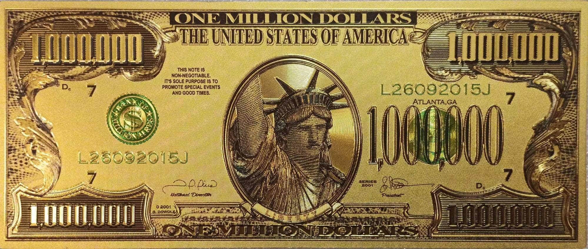 Hop n Shop - 100000 US Dollar Bill 24Kt Gold Plated 1 Paper currency & Bank notes Hop n Shop - 100000 US Dollar Bill 24Kt Gold Plated 1 Paper currency & Bank notes