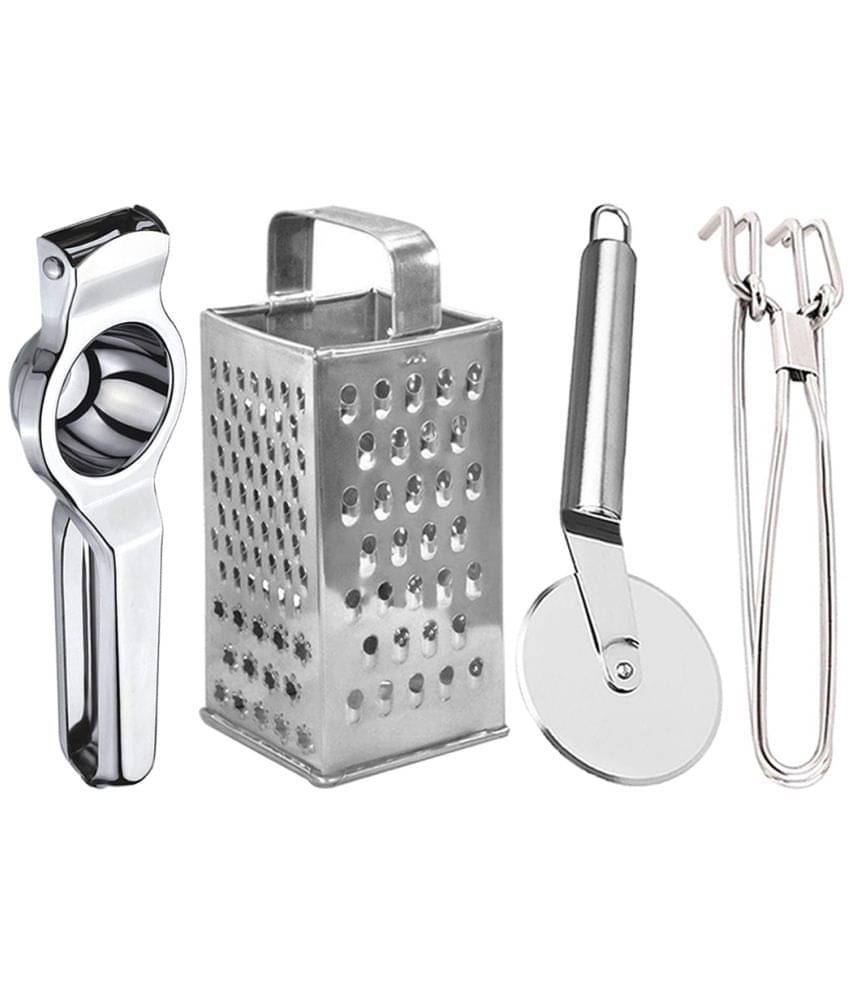 JISUN - Silver Stainless Steel Lemon Squeezer-Grater-Pizza Cutter-Pakkad ( Set of 4 )     			JISUN - Silver Stainless Steel Lemon Squeezer-Grater-Pizza Cutter-Pakkad ( Set of 4 )