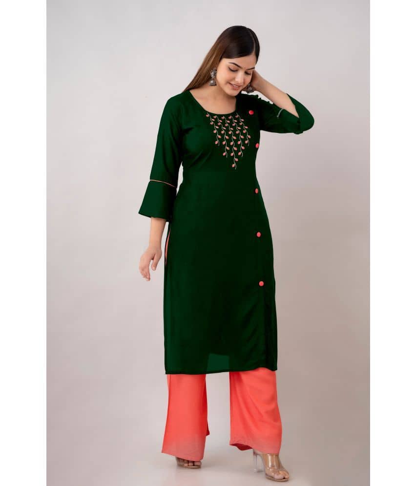 Kapadia - Green Straight Rayon Women's Stitched Salwar Suit ( Pack of 1 )