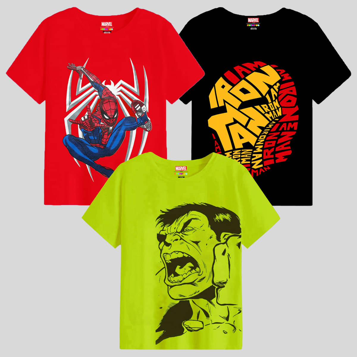     			Kuchipoo Pack of 3 Boys Cotton Blend T-Shirt ( Multi Color )