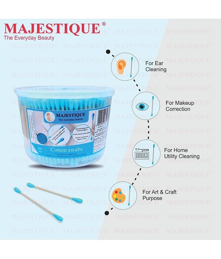 Majestique Ear Cleaner Buds, Round Heads, Environment-Friendly Cotton Swab Stick - 500Pcs Multicolor
