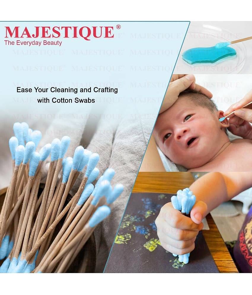 Majestique Ear Cleaner Buds, Round Heads, Environment-Friendly Cotton Swab Stick - 500Pcs Multicolor
