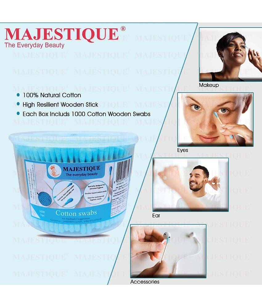 Majestique Ear Cleaner Buds, Round Heads, Environment-Friendly Cotton Swab Stick - 500Pcs Multicolor