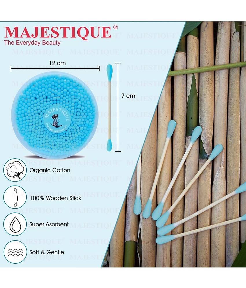Majestique Ear Cleaner Buds, Round Heads, Environment-Friendly Cotton Swab Stick - 500Pcs Multicolor
