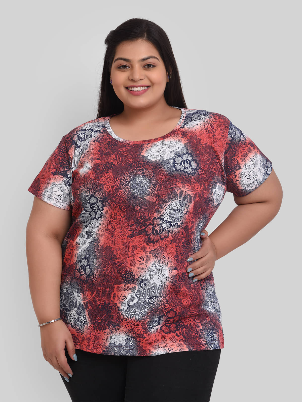 Neo Garments Women Cotton Printed Regular Fit Round Neck T-Shirt ( Multi Color )