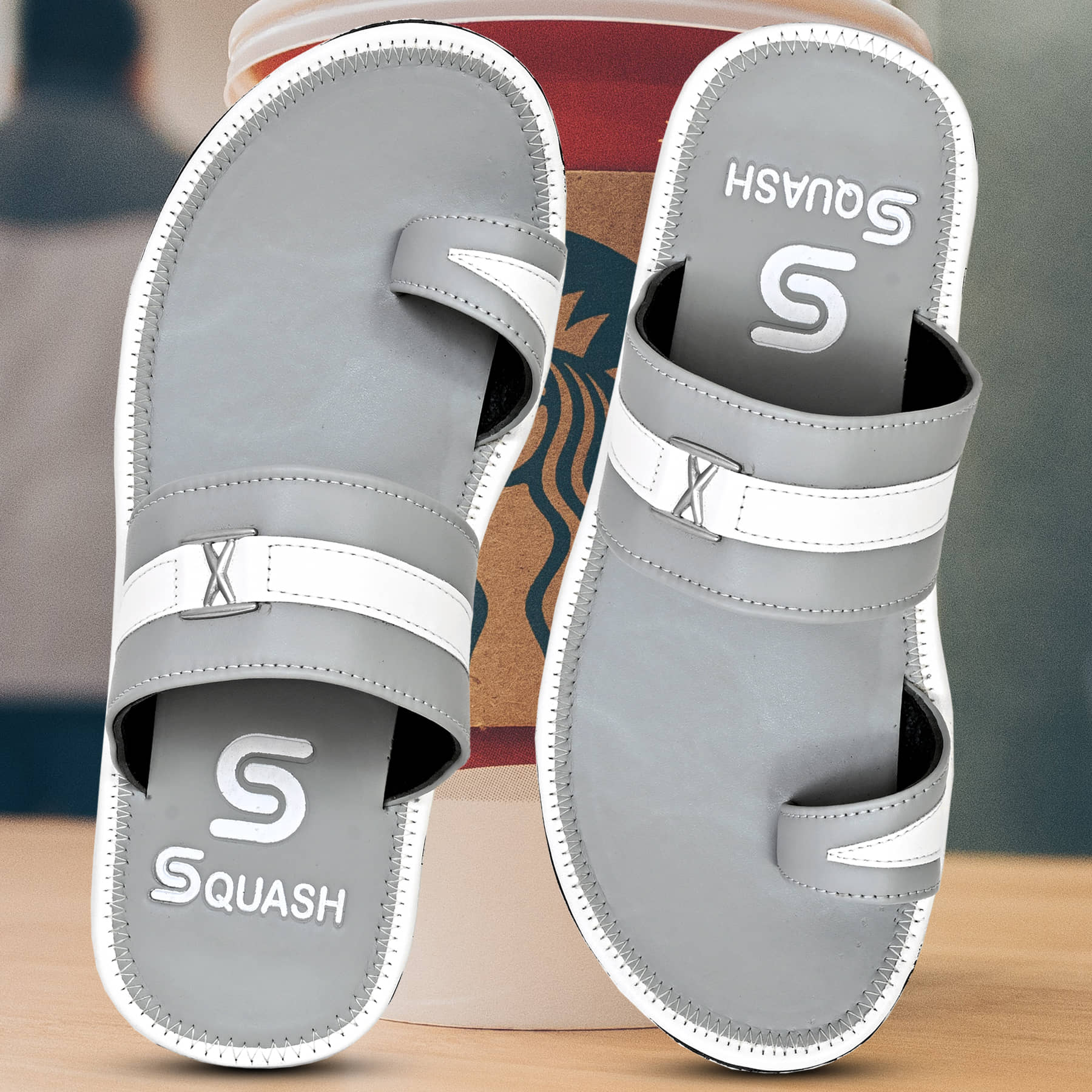 Squash - Grey Men's Leather Slipper