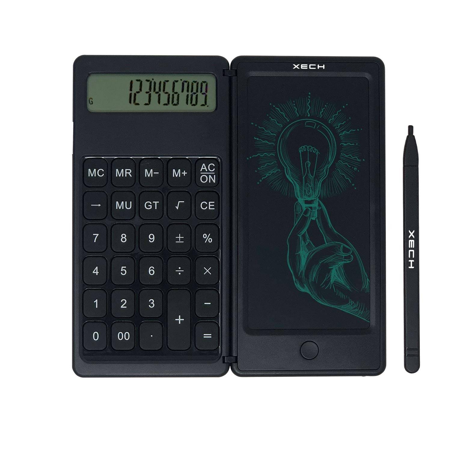 Xech - Calculator with LCD Writing Pad DigiFold 12 Digit Folding Calculator with E-Writer Made in India Xech - Calculator with LCD Writing Pad DigiFold 12 Digit Folding Calculator with E-Writer Made in India