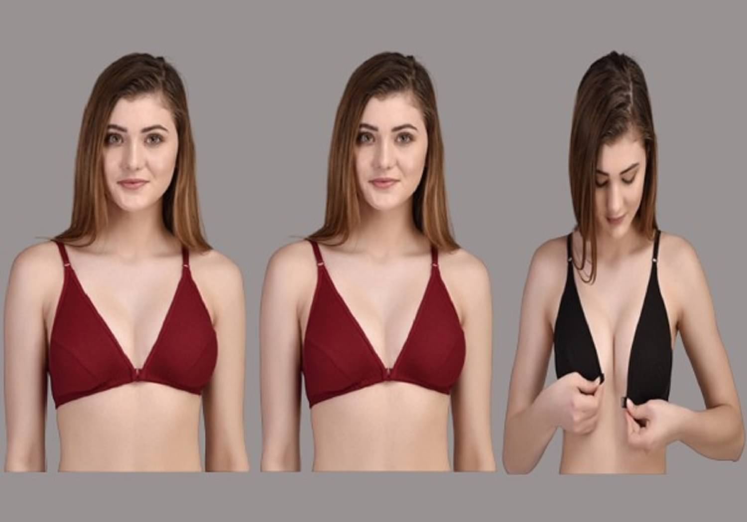     			Zourt Pack of 3 Cotton Non Padded Women's T-Shirt Bra ( Multicolor )