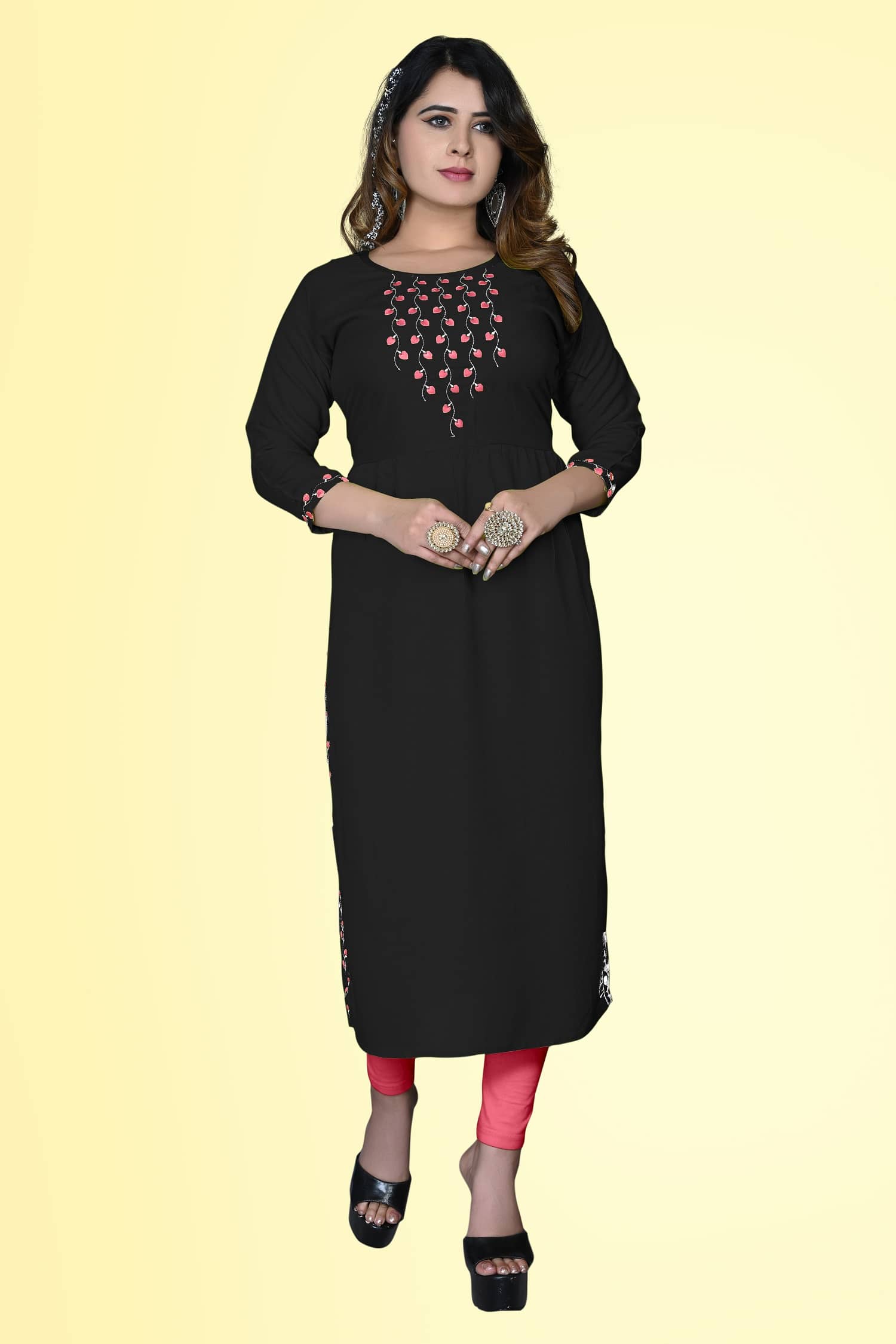 haya fashion - Black Rayon Women's A-line Kurti ( Pack of 1 ) - Kurtis, Tunics | Buy online on ZillyBuy