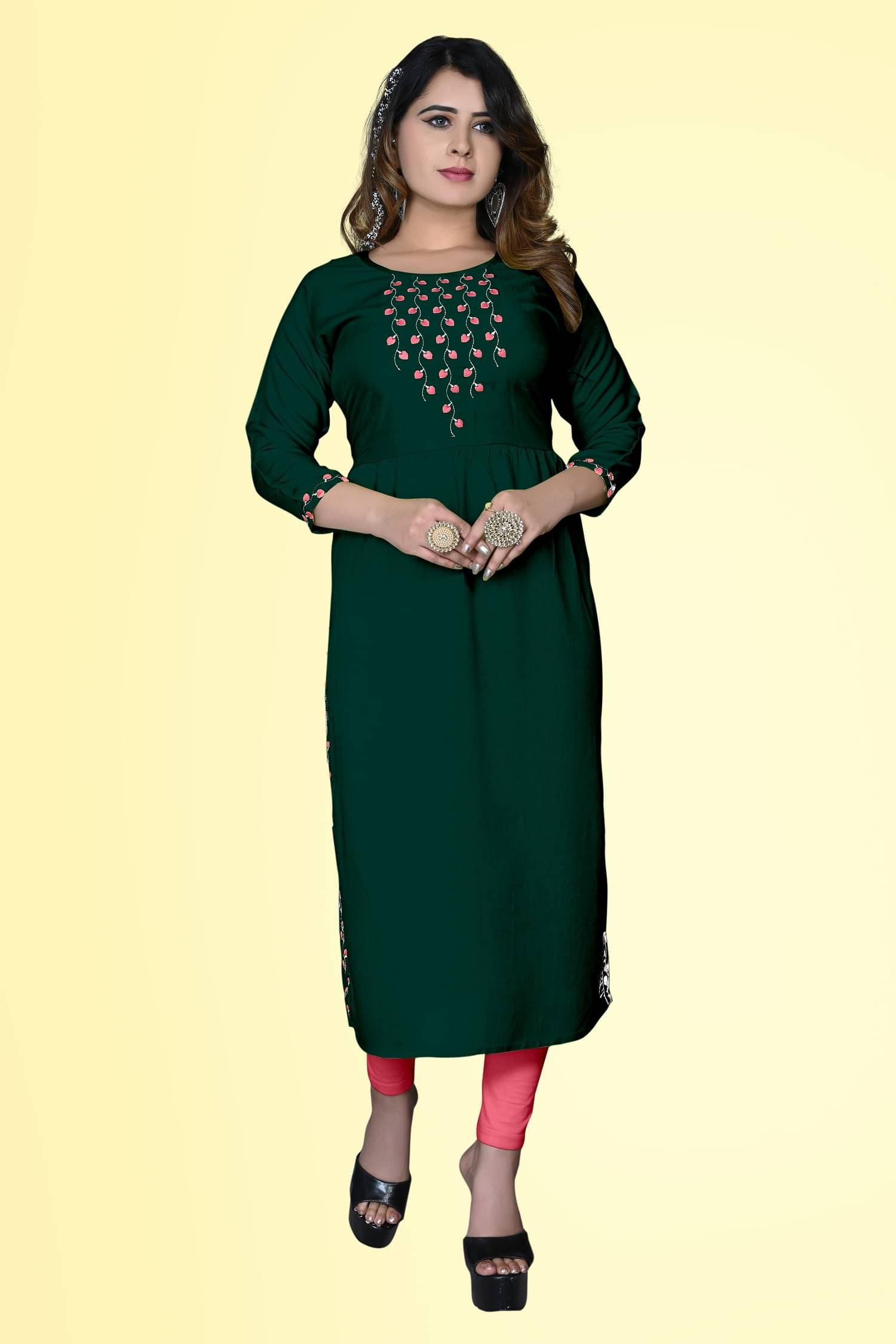 haya fashion - Green Rayon Women's A-line Kurti ( Pack of 1 ) haya fashion - Green Rayon Women's A-line Kurti ( Pack of 1 )