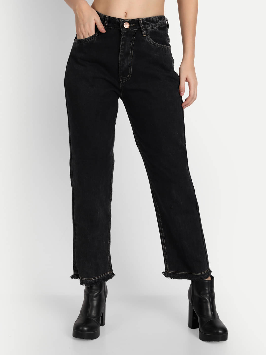     			AngelFab - Black Denim Straight Fit Women's Jeans ( Pack of 1 )
