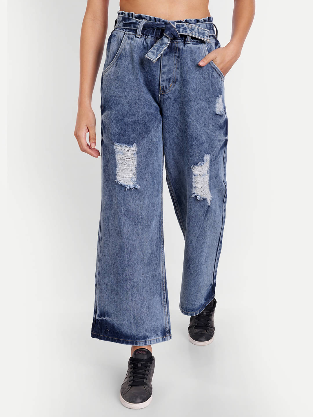     			AngelFab - Light Blue Denim Wide Leg Women's Jeans ( Pack of 1 )