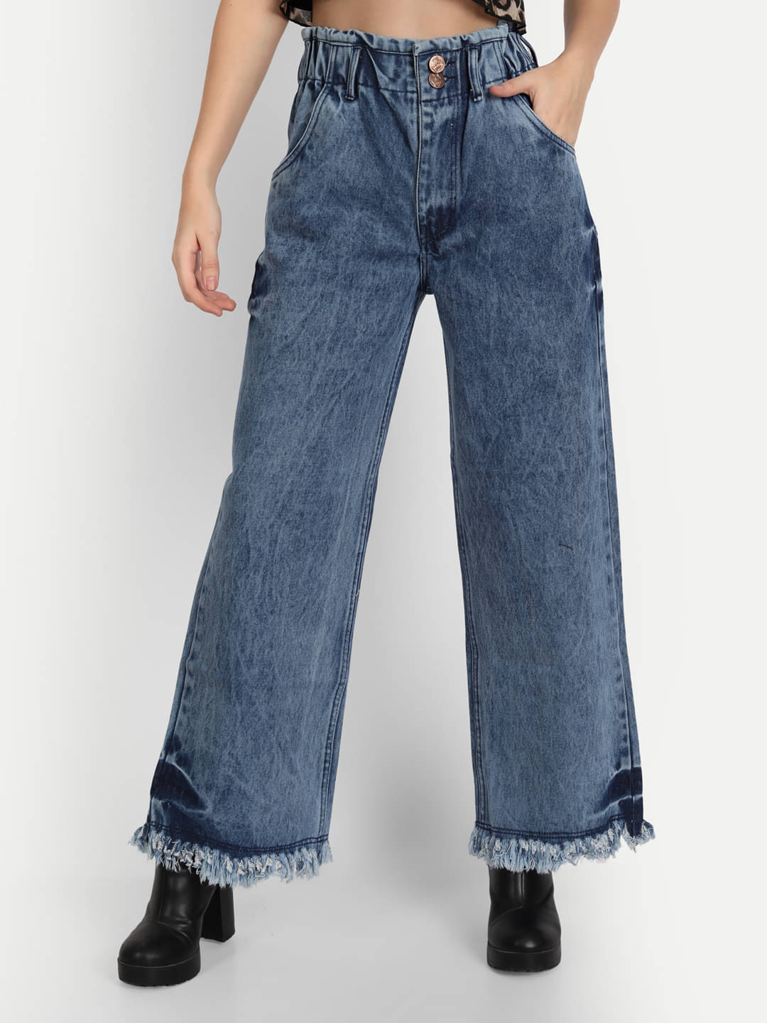     			AngelFab - Light Blue Denim Wide Leg Women's Jeans ( Pack of 1 )