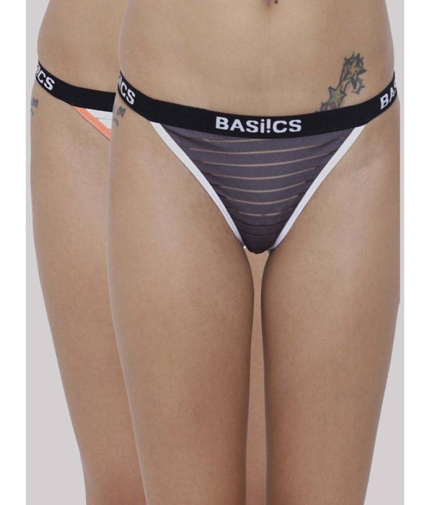 BASIICS By La Intimo Pack of 2 Polyester Striped Women's No Panty Line ( Multicolor ) BCPTH010B BASIICS By La Intimo Pack of 2 Polyester Striped Women's No Panty Line ( Multicolor ) BCPTH010B