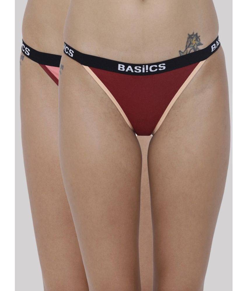     			BASIICS By La Intimo Pack of 2 Cotton Lycra Solid Women's No Panty Line ( Multicolor ) BCPBR090B