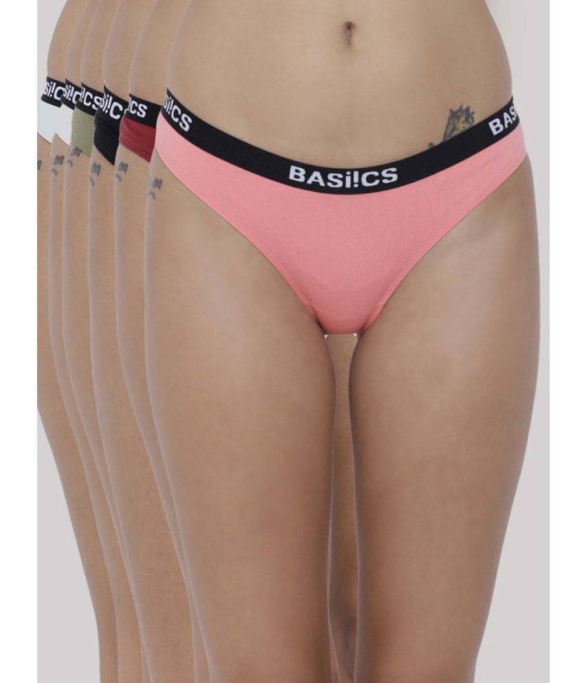     			BASIICS By La Intimo Pack of 6 Cotton Lycra Solid Women's Bikini ( Multicolor ) BCPBR080F
