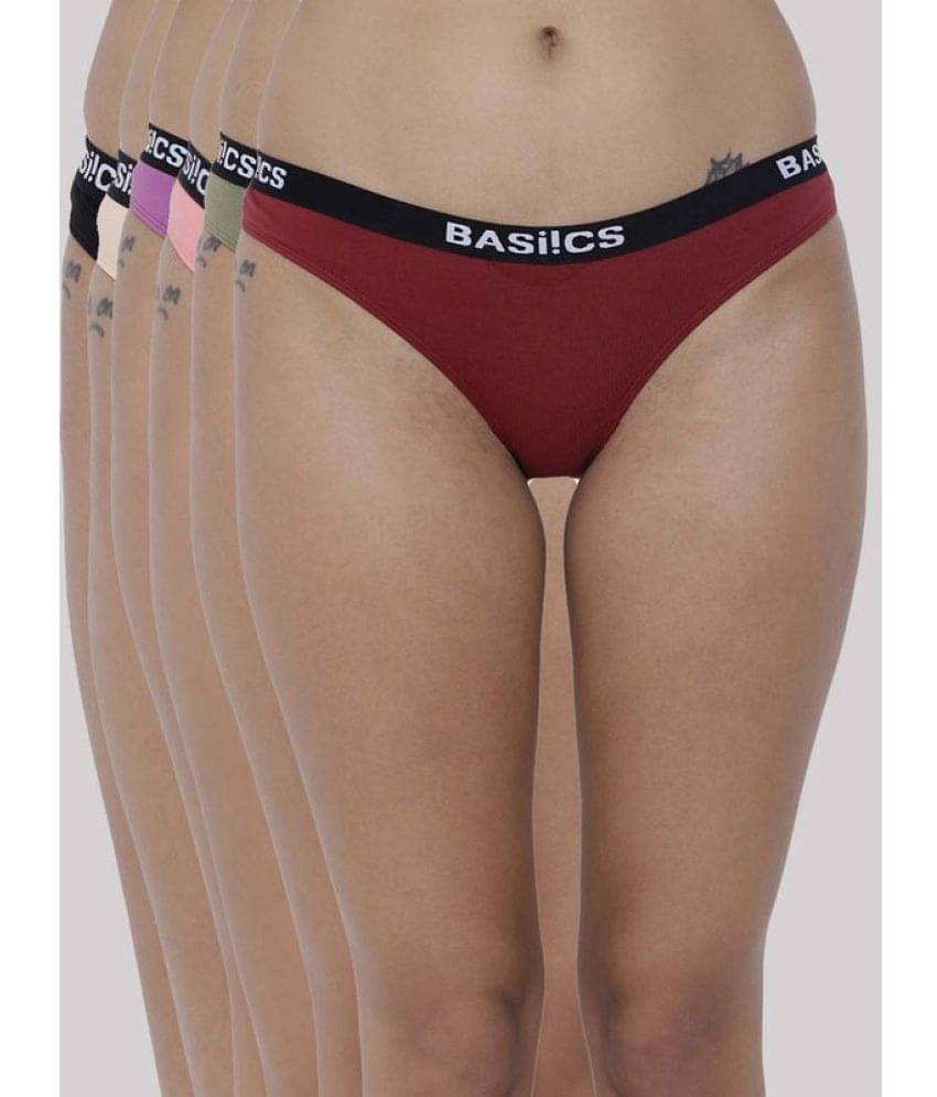 BASIICS By La Intimo Pack of 6 Cotton Lycra Solid Women's Bikini ( Multicolor ) BCPBR080F BASIICS By La Intimo Pack of 6 Cotton Lycra Solid Women's Bikini ( Multicolor ) BCPBR080F