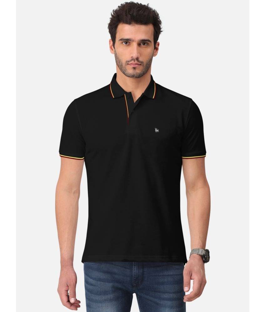 BULLMER - Black Cotton Blend Regular Fit Men's Polo T Shirt ( Pack of 1 ) BULLMER - Black Cotton Blend Regular Fit Men's Polo T Shirt ( Pack of 1 )