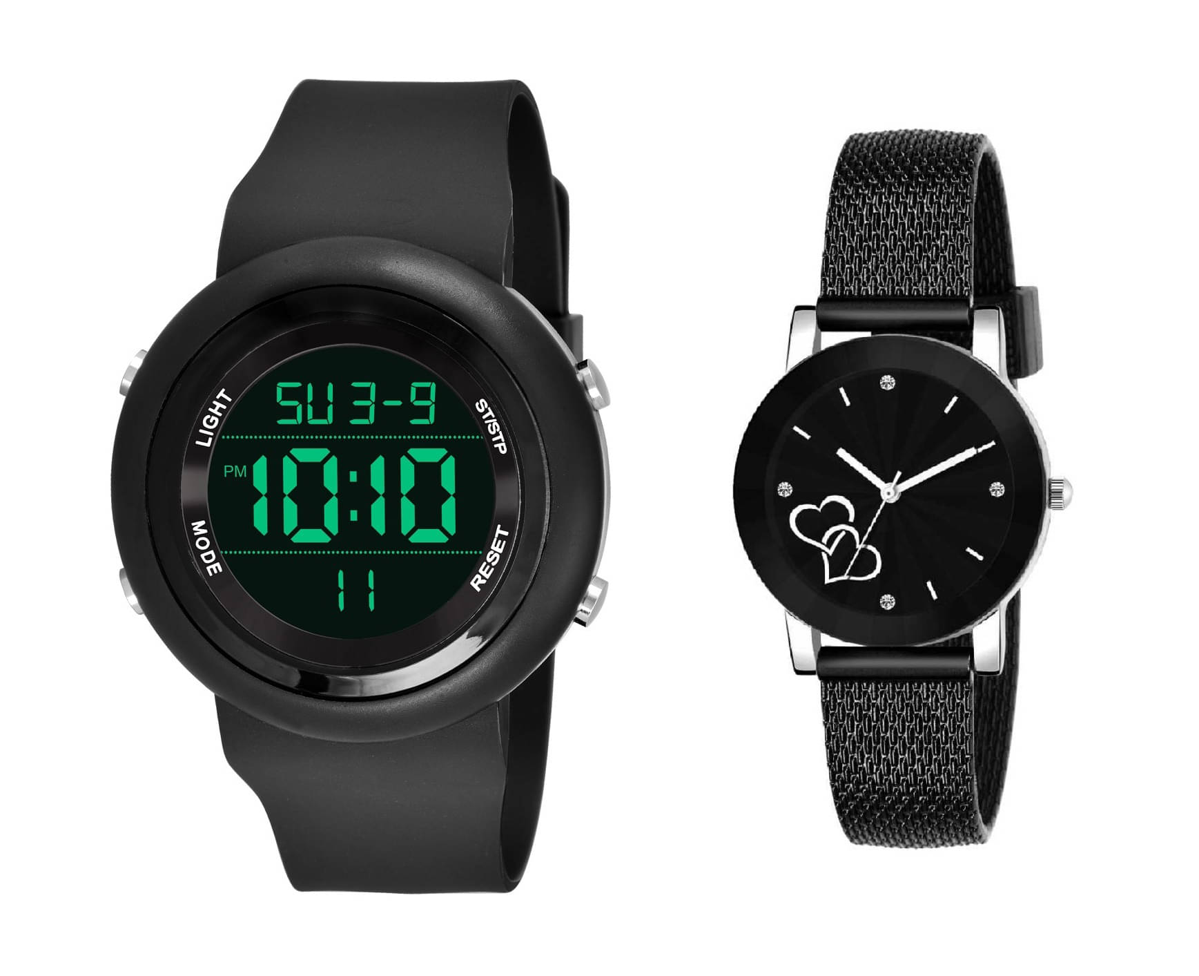     			Cosmic - Black Resin Analog-Digital Couple's Watch