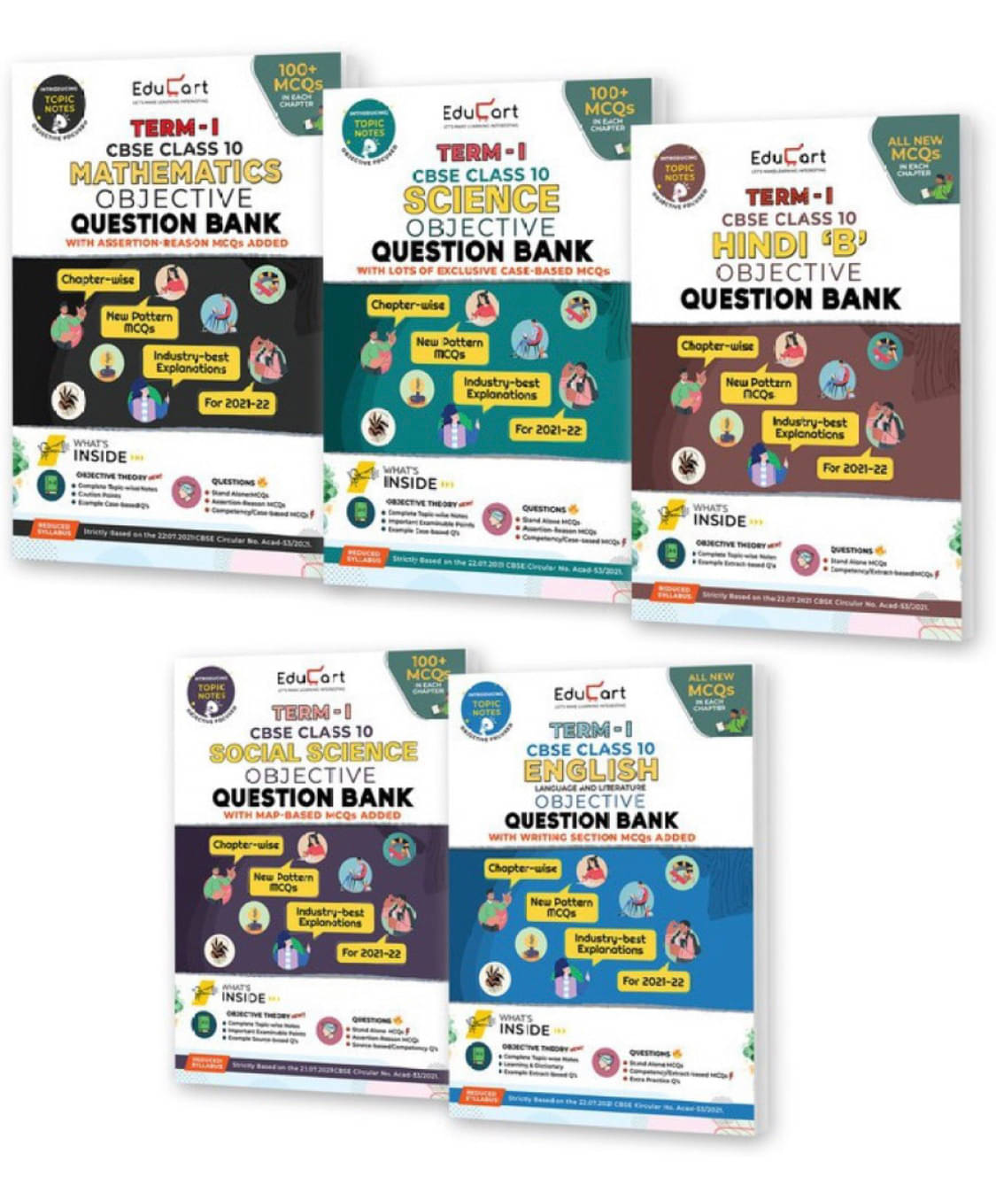 Educart TERM 1 MCQ Question Bank Class 10 Bundle 2022 - Maths, Science, English, SST & Hindi B Books Educart TERM 1 MCQ Question Bank Class 10 Bundle 2022 - Maths, Science, English, SST & Hindi B Books