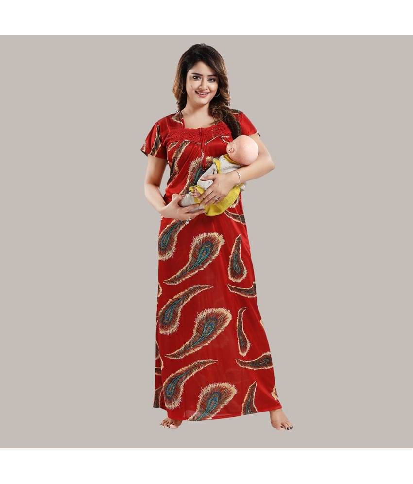 Gutthi - Multi Color Satin Women's Nightwear Nighty & Night Gowns ( Pack of 1 ) Gutthi - Multi Color Satin Women's Nightwear Nighty & Night Gowns ( Pack of 1 )